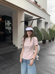 Jennie Checkered Tweed Top