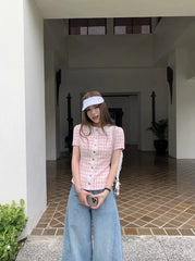 Jennie Checkered Tweed Top