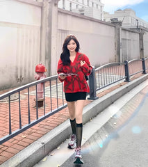 Hyunjin Red Abstract Sweater
