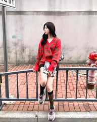 Hyunjin Red Abstract Sweater
