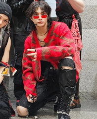 Hyunjin Red Abstract Sweater