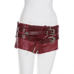 Jennie Triple Buckle Faux Leather Shorts