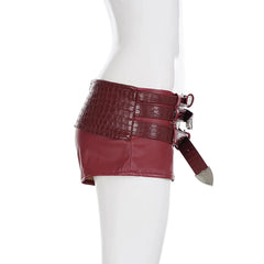 Jennie Triple Buckle Faux Leather Shorts