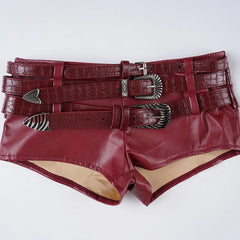 Jennie Triple Buckle Faux Leather Shorts
