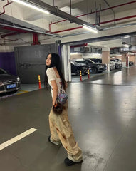Rose Retro Stained Jeans