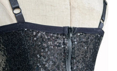 Rosé Sequin Bustier Skirt Set
