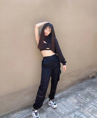 Rose Black Sports Bra