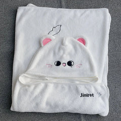SKZoo™ Hooded Flannel Blanket Cartoon Cape Shawl
