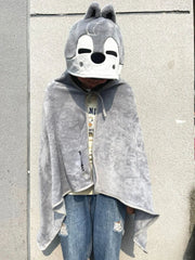 SKZoo™ Hooded Flannel Blanket Cartoon Cape Shawl