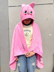 SKZoo™ Hooded Flannel Blanket Cartoon Cape Shawl
