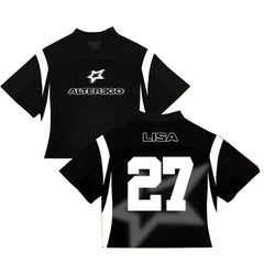 LISA 2026 Y2K K-Pop Inspired Oversized Sports Jersey Tee