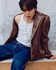 Jimin Silver Chain Pearl Padlock Necklace