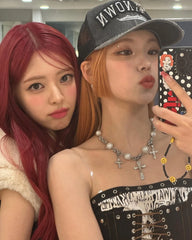 Yeji Silver Cross And Pearl Necklace