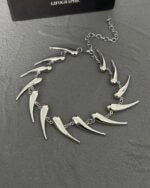 Ruka Silver Spikes Statement Necklace
