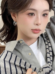 Jimin Silver Triple-Loop Earrings
