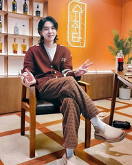 Suga Mocha Checkered Corduroy Pants