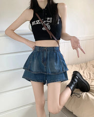 Sullyoon Layered Denim Skorts
