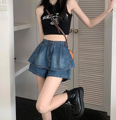 Sullyoon Layered Denim Skorts
