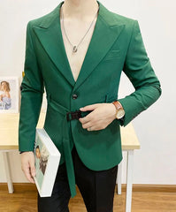 Sunghoon Noir Belted Suit Jacket