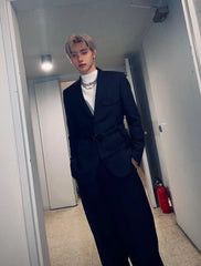 Sunghoon Noir Belted Suit Jacket