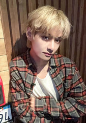 Taehyung Ash Crimson Plaid Shirt