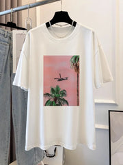 Taehyung Ivory Scenery Print Tee