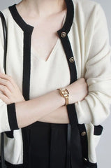 Jin Ivory Noir Contrast Cardigan