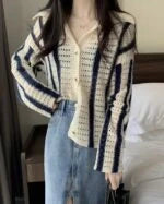 Hyunjin Striped Knot Cardigan