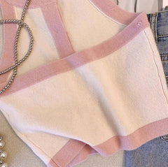 Jennie White & Pink Halter Top