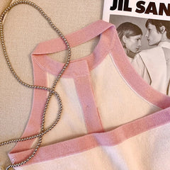 Jennie White & Pink Halter Top