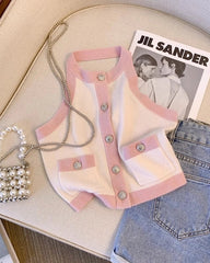 Jennie White & Pink Halter Top