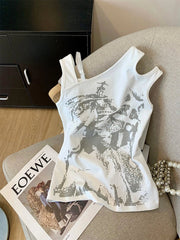 Ningning Asymmetric Graphic Top