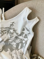 Ningning Asymmetric Graphic Top