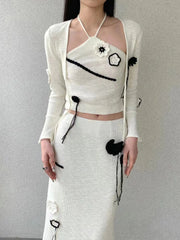 Danielle Ivory Flower Embroidered Cardigan