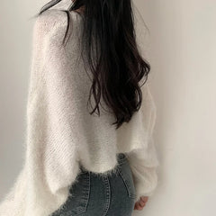 Winter Fuzzy Front-Tie Cropped Cardigan