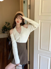 Karina White Halter Long Sleeves Top