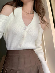Karina White Halter Long Sleeves Top