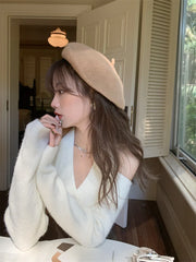 Karina White Halter Long Sleeves Top