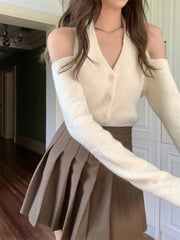Karina White Halter Long Sleeves Top