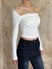 Karina White Ruched Top