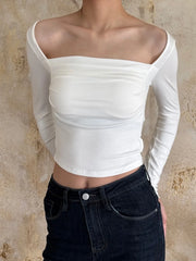 Karina White Ruched Top