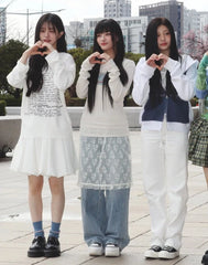 Minju White Graphic Jersey Sweater