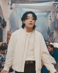Jungkook Ivory Chic Bomber Jacket