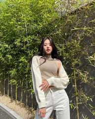Wonyoung Beige Chain Bolero Sweater