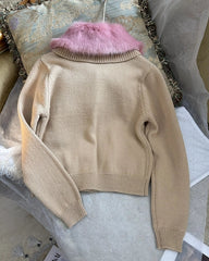 Wonyoung Brown Fur Collar Cardigan