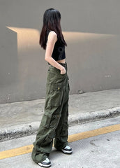 Yeji Army Green Cargo Jeans