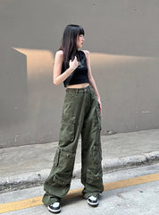 Yeji Army Green Cargo Jeans
