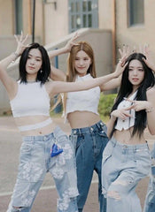 Yeji Indigo Suspender Denim Jeans
