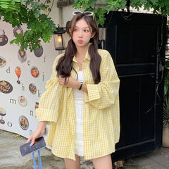 Rose Checkered Oversized Shirt