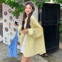 Rose Checkered Oversized Shirt